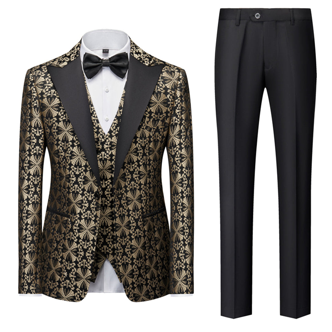 Tailored Fit Single Breasted One-button 3 Pieces Printed Men&