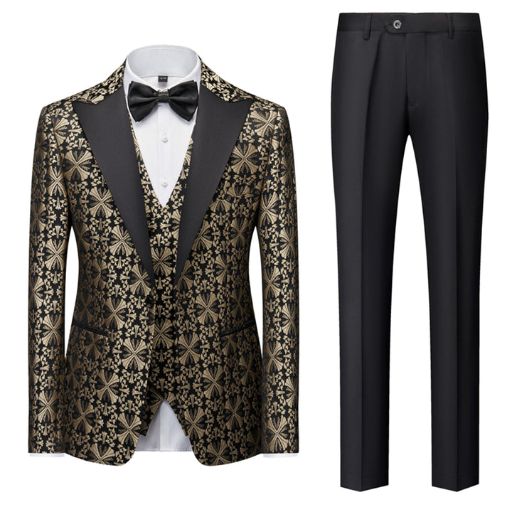 Tailored Fit Single Breasted One-button 3 Pieces Printed Men&