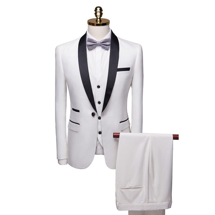 Tailored Fit Single Breasted One-button 3 Pieces Solid Colored Men&