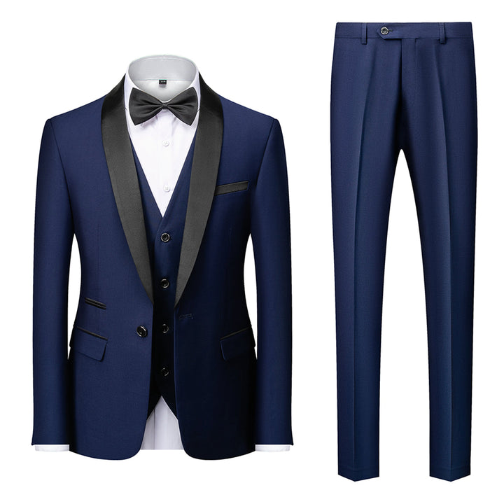 Tailored Fit Single Breasted One-button 3 Pieces Solid Colored Men&