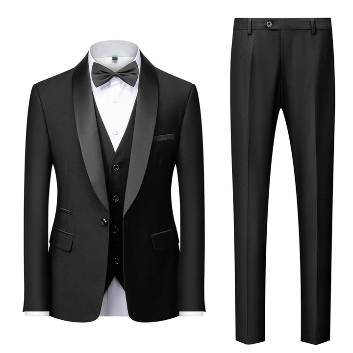 Tailored Fit Single Breasted One-button 3 Pieces Solid Colored Men&