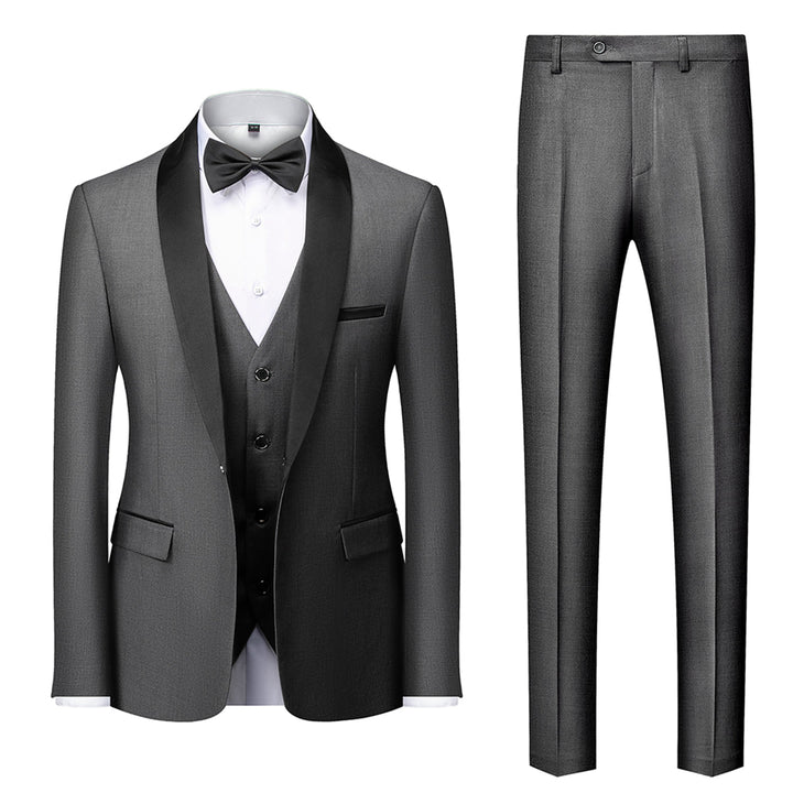 Tailored Fit Single Breasted One-button 3 Pieces Solid Colored Men&