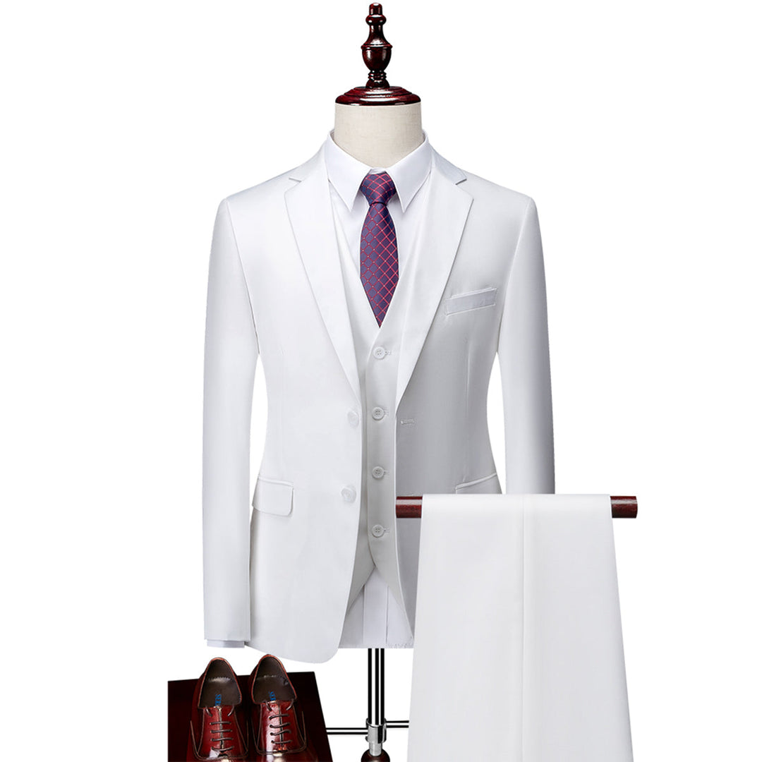 Tailored Fit Single Breasted Two-buttons 3 Pieces Solid Colored Men&