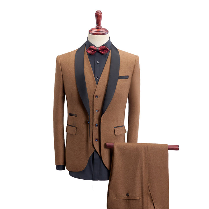 Tailored Fit Single Breasted One-button 3 Pieces Solid Colored Men&