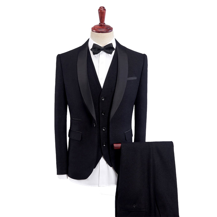 Tailored Fit Single Breasted One-button 3 Pieces Solid Colored Men&