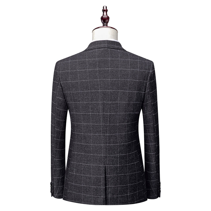 Tailored Fit Single Breasted Two-buttons 3 Pieces Plaid Men&