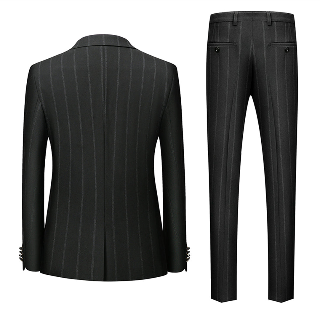 Tailored Fit Single Breasted One-button 3 Pieces Striped Men&
