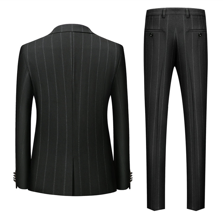 Tailored Fit Single Breasted One-button 3 Pieces Striped Men&