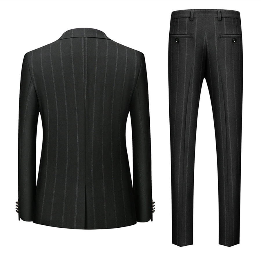 Tailored Fit Single Breasted One-button 3 Pieces Striped Men's Wedding Suits