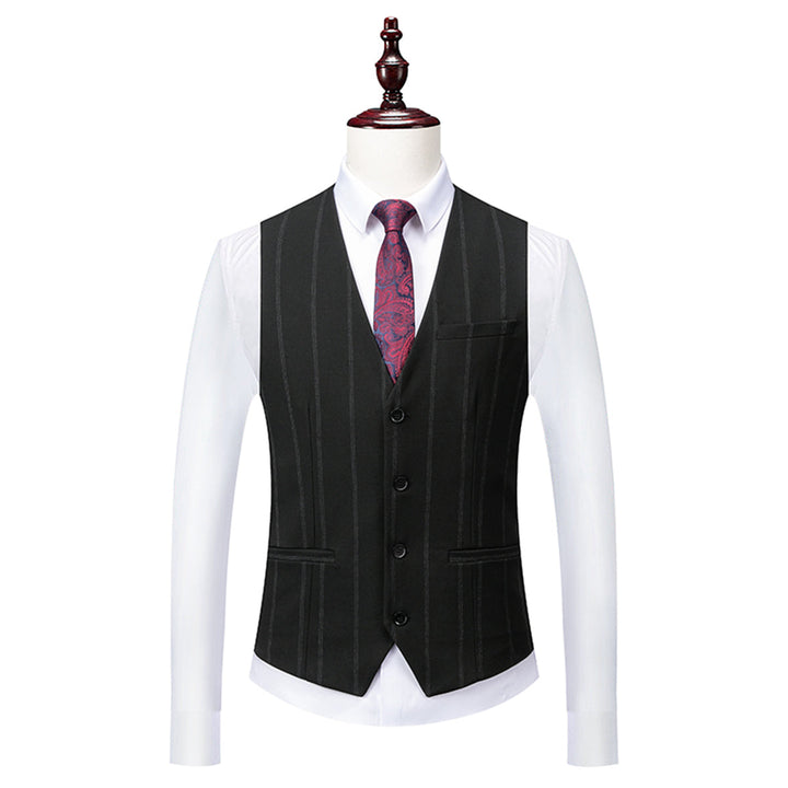 Tailored Fit Single Breasted One-button 3 Pieces Striped Men&