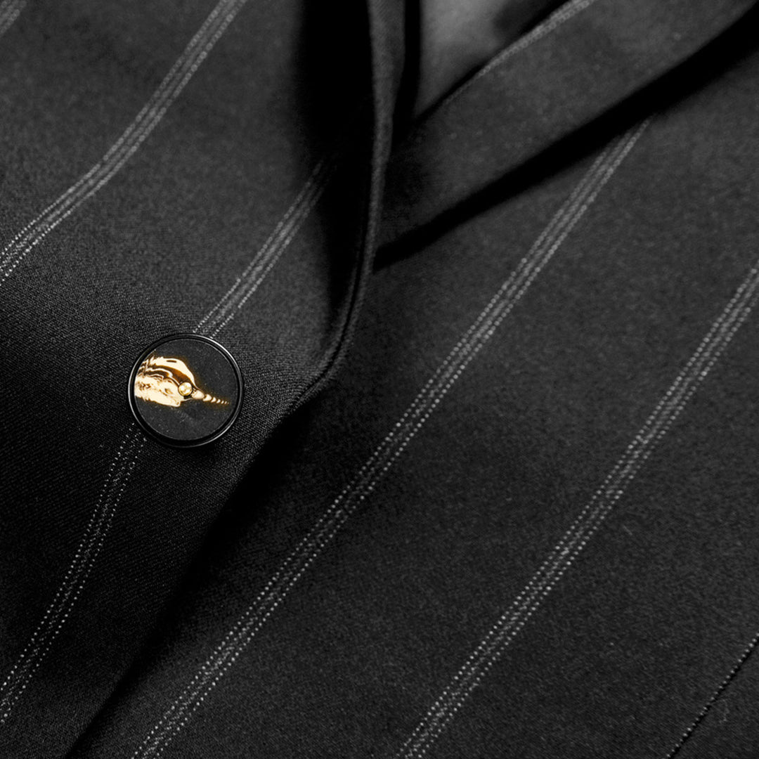 Tailored Fit Single Breasted One-button 3 Pieces Striped Men&