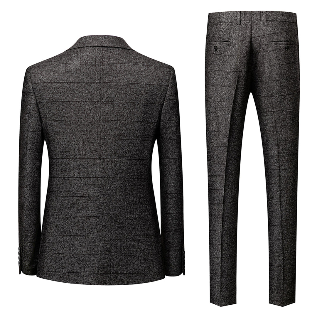 Tailored Fit Single Breasted Two-buttons 3 Pieces Plaid Men&