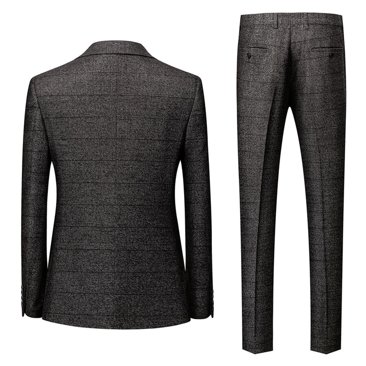Tailored Fit Single Breasted Two-buttons 3 Pieces Plaid Men&