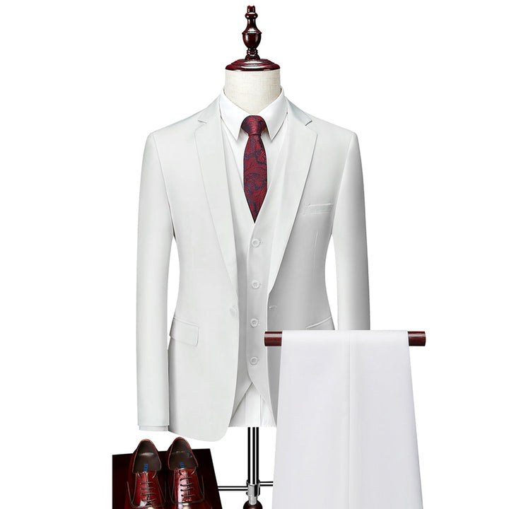 Tailored Fit Single Breasted One-button 3 Pieces Solid Colored Men&
