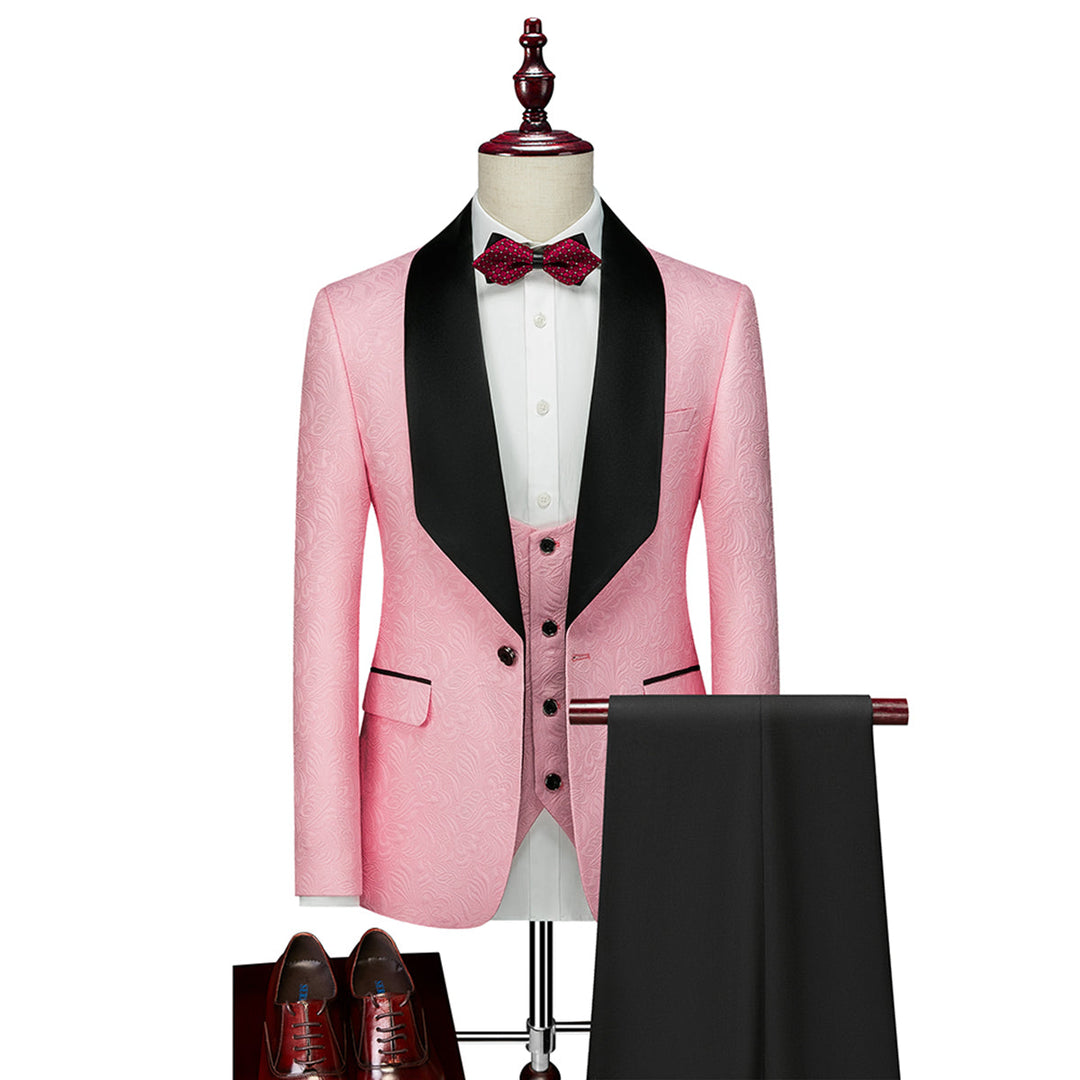Tailored Fit Single Breasted One-button 3 Pieces Patterned Men&