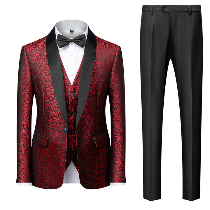 Tailored Fit Single Breasted One-button 3 Pieces Printed Men&