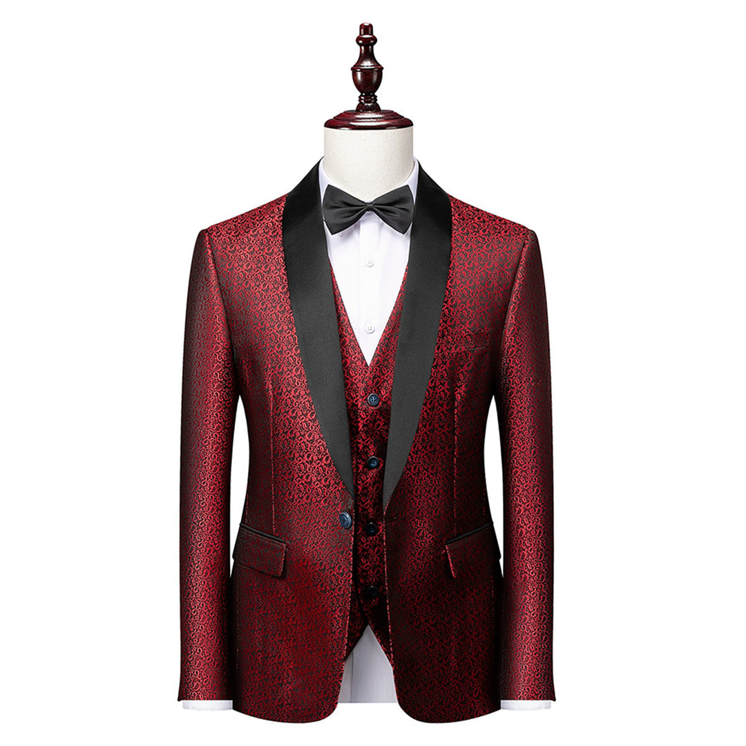 Tailored Fit Single Breasted One-button 3 Pieces Printed Men&