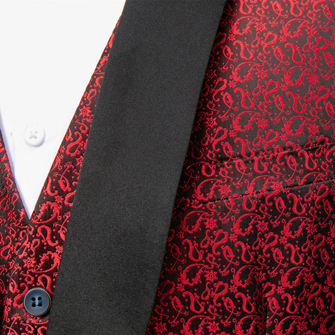 Tailored Fit Single Breasted One-button 3 Pieces Printed Men&