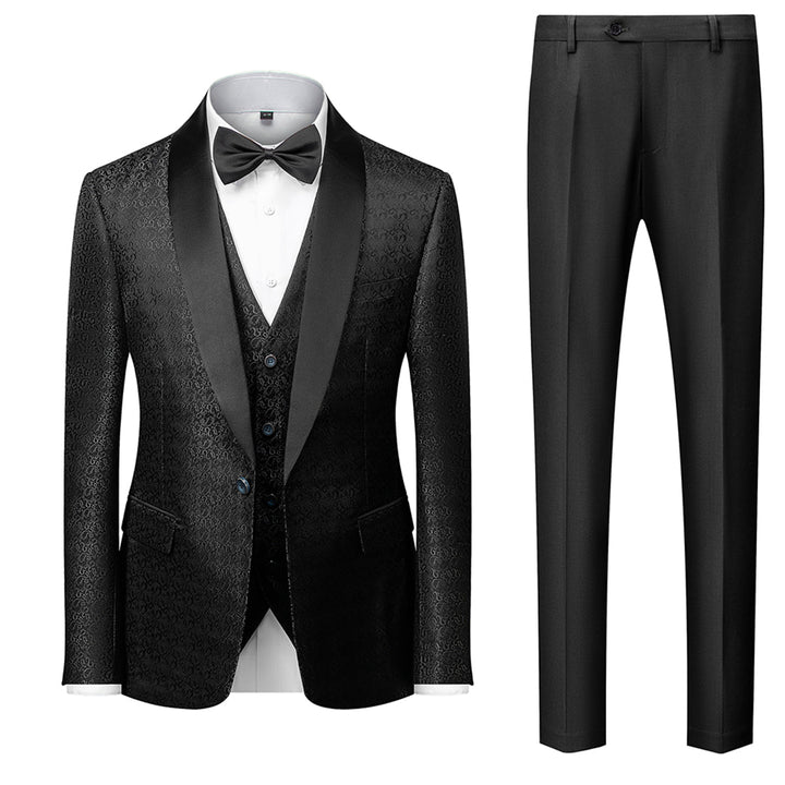 Tailored Fit Single Breasted One-button 3 Pieces Printed Men&
