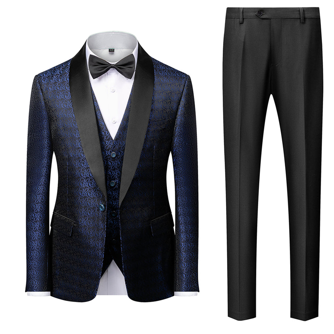 Tailored Fit Single Breasted One-button 3 Pieces Printed Men&