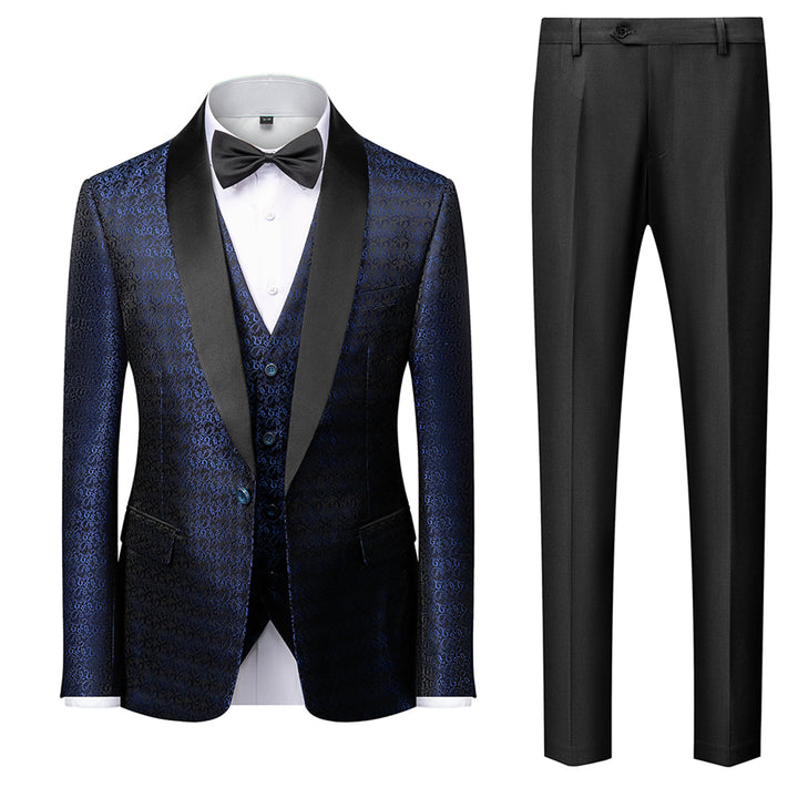 Tailored Fit Single Breasted One-button 3 Pieces Printed Men&