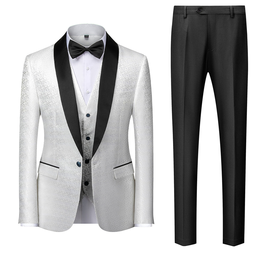 Tailored Fit Single Breasted One-button 3 Pieces Printed Men&