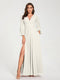 A-Line/Princess V-Neck Long Sleeves Split Side With Pockets Bridesmaid Dresses