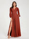 A-Line/Princess V-Neck Long Sleeves Split Side With Pockets Bridesmaid Dresses