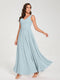 A-Line/Princess Chiffon V-Neck Sleeveless With Pleats Floor-Length Lace Up Bridesmaid Dresses
