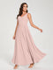 A-Line/Princess Chiffon V-Neck Sleeveless With Pleats Floor-Length Lace Up Bridesmaid Dresses
