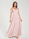 A-Line/Princess Chiffon Spaghetti Straps Off-the-Shoulder Sleeveless Floor-Length Split Side Bridesmaid Dresses