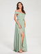A-Line/Princess Chiffon Off-the-Shoulder Sleeveless Floor-Length Split Side With Belt Bridesmaid Dresses