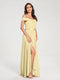 A-Line/Princess Chiffon Off-the-Shoulder Sleeveless Floor-Length Split Side With Belt Bridesmaid Dresses