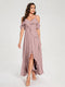 A-Line/Princess Chiffon Spaghetti Straps V-Neck Short Sleeves With Ruffles Asymmetrical Bridesmaid Dresses