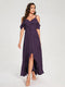A-Line/Princess Chiffon Spaghetti Straps V-Neck Short Sleeves With Ruffles Asymmetrical Bridesmaid Dresses