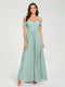 A-Line/Princess Chiffon Spaghetti Straps Short Sleeves Floor-Length With Pleats Bridesmaid Dresses