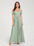 A-Line/Princess Chiffon Spaghetti Straps Short Sleeves Floor-Length With Pleats Bridesmaid Dresses