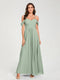 A-Line/Princess Chiffon Spaghetti Straps Short Sleeves Floor-Length With Pleats Bridesmaid Dresses