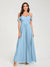 A-Line/Princess Chiffon Spaghetti Straps Short Sleeves Floor-Length With Pleats Bridesmaid Dresses