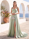 A-Line Spaghetti Straps Sleeveless Long Silk Like Satin Bridesmaid Dresses