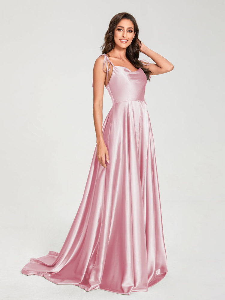 Cute Pink Spaghetti Strap Sleeveless Long A-Line Flower Girl Dress , FGS0036