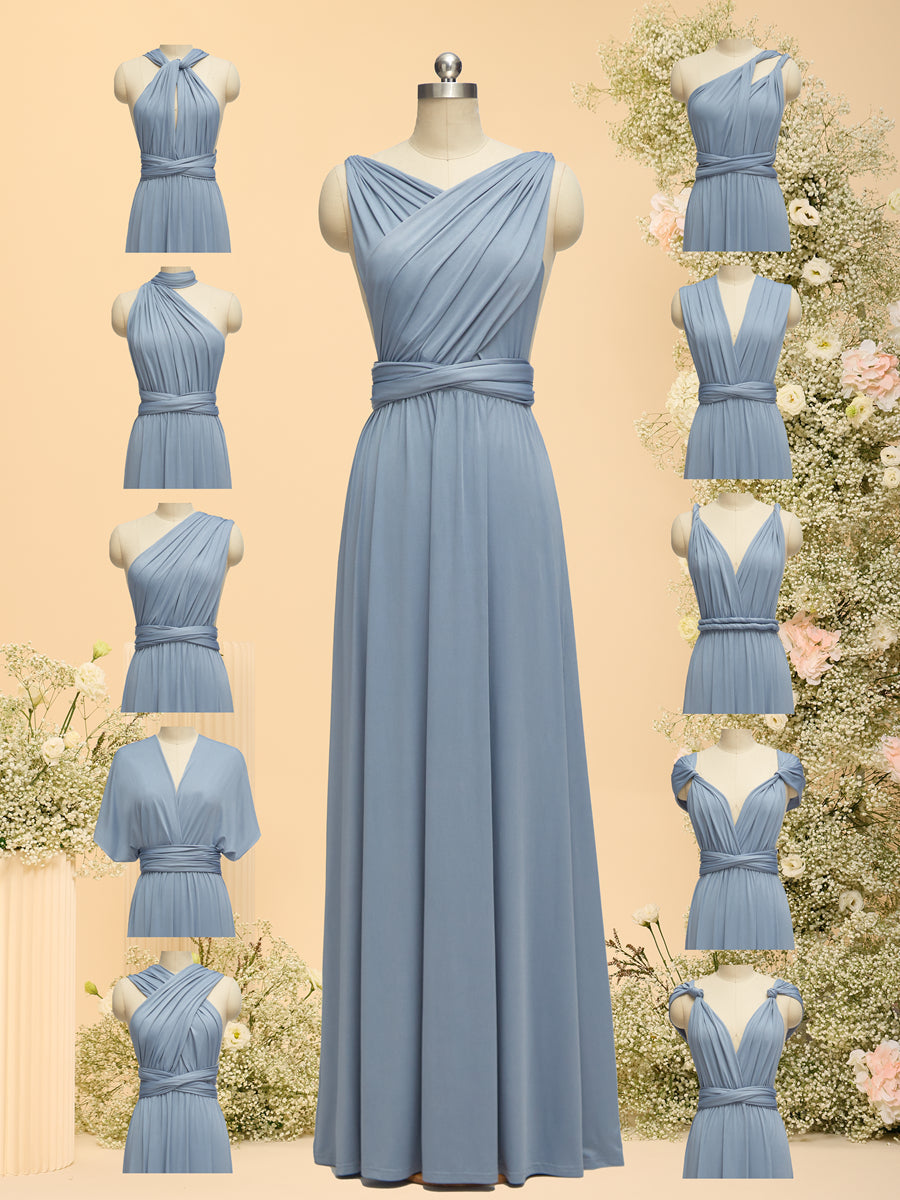 Lavetir 2026 Dusty Blue Women's Multi-Way Convertible Infinity Maxi Dresses for Wedding / Bridesmaid & Evening Party
