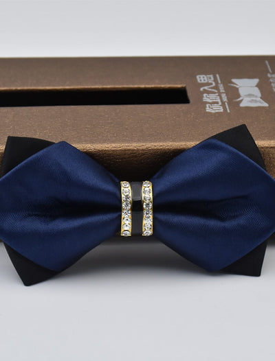 Men's Solid Colored Bow Tie with Rhinestones
