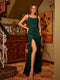 Sheath/Column Spaghetti Straps Split Side Sleeveless Long Tight Prom Dresses
