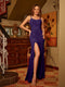 Sheath/Column Spaghetti Straps Split Side Sleeveless Long Tight Prom Dresses