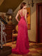 Sheath/Column V-Neck Split Side Sleeveless Long Tight Prom Dresses