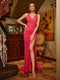 Sheath/Column V-Neck Split Side Sleeveless Long Tight Prom Dresses