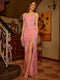 Sheath/Column Spaghetti Straps Split Side Long Tight Prom Dresses