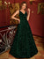 A-Line/Princess V-Neck Long Prom Dresses with Belt