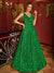 A-Line/Princess V-Neck Long Prom Dresses with Belt